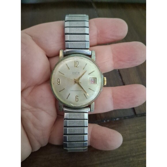 Swiss Watch REX Vintage Men's Watch 70'S Shock Resistant Not Working